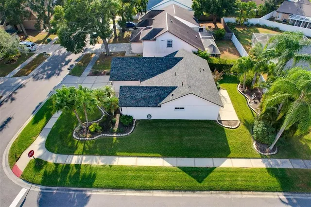 an aerial view of a house