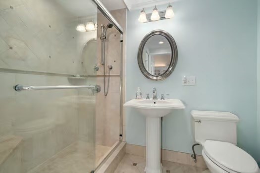 252 Commonwealth Avenue, Unit 4 Boston, MA 02116 - Photo 8 of 14 a bathroom with a toilet sink and a mirror