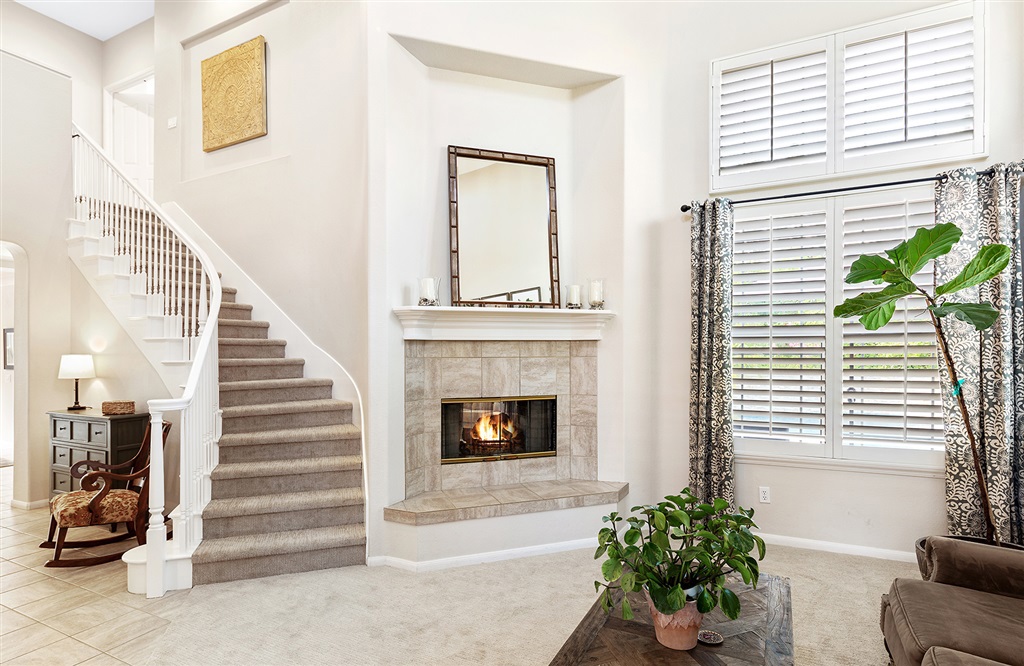 3445 Camino Alegre Carlsbad, CA 92009 - Photo 2 of 25 a living room with furniture and a fireplace