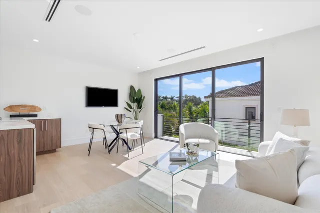 a city view with lots of flowers