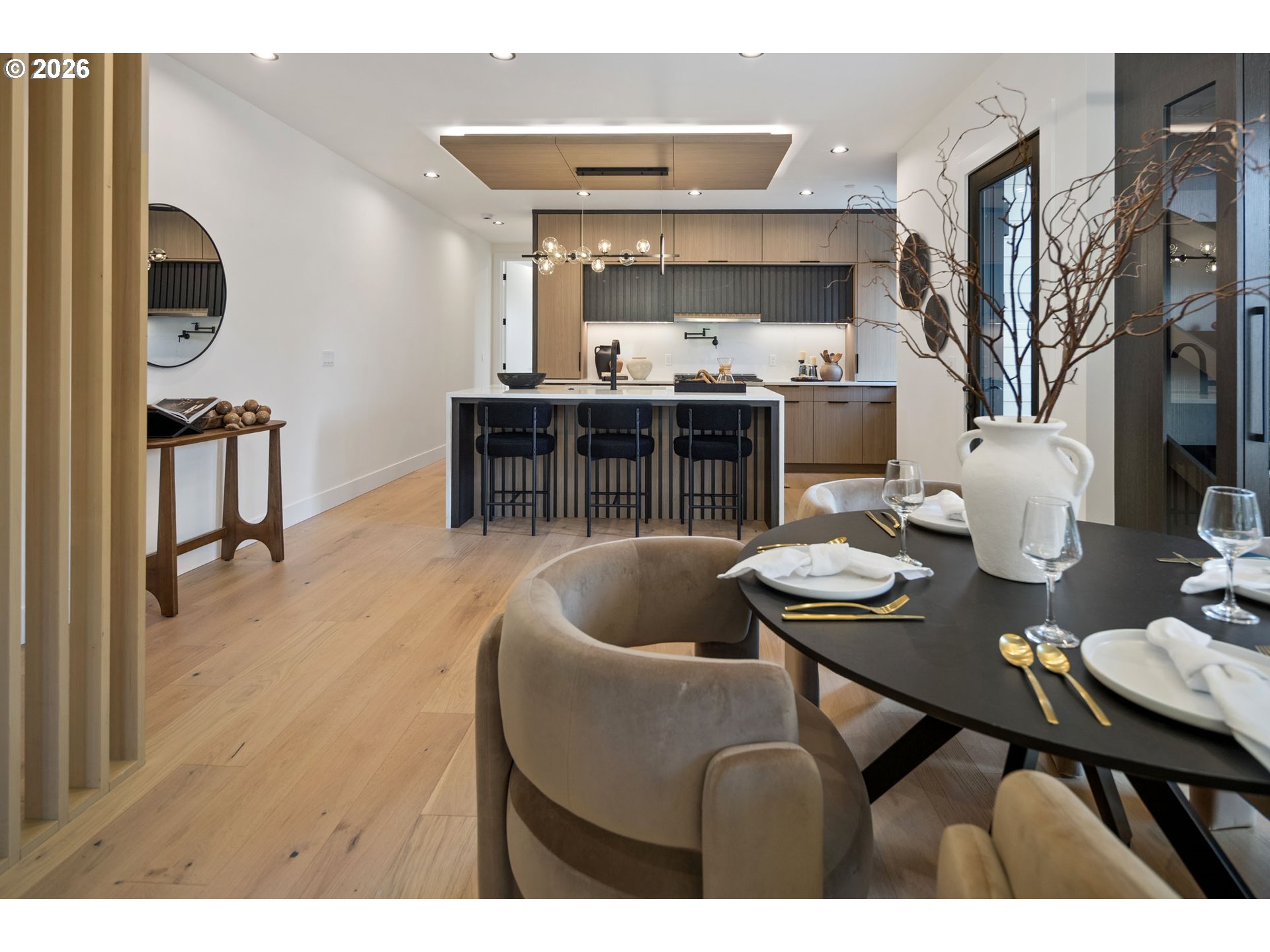705 1st Street Lake Oswego, OR 97034 - Photo 6 of 35 a living room with furniture a flat screen tv and kitchen view