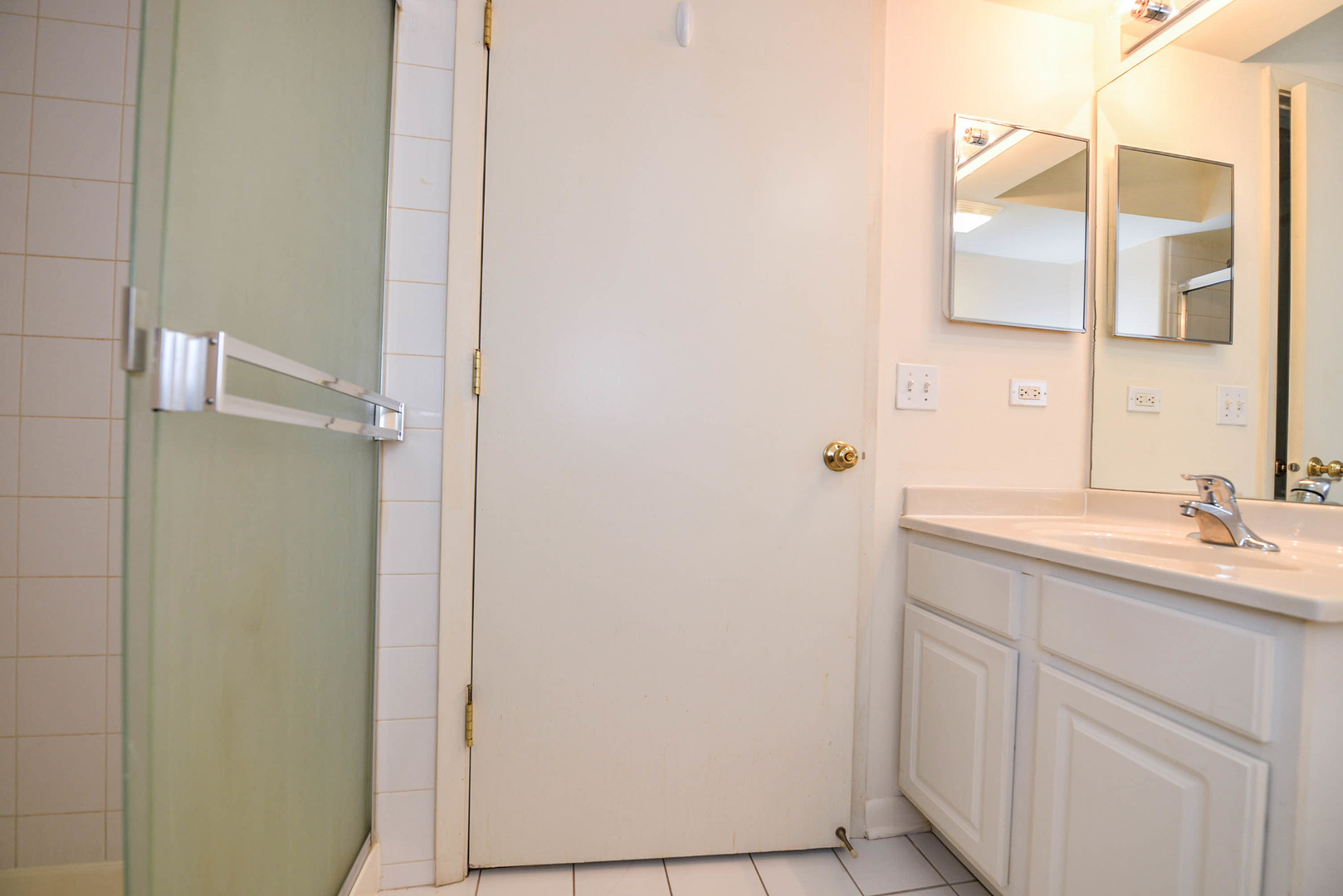 5337 North East River Road, Unit 302 Chicago, IL 60656 - Photo 13 of 22 a bathroom with a double vanity sink and mirror