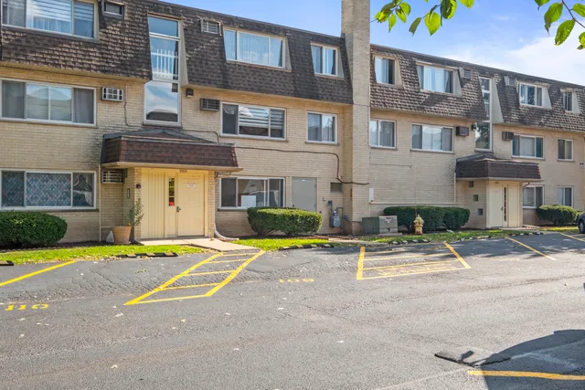 a view of a building with a street
