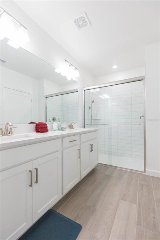 10806 Gable Dig Loop San Antonio, FL 33576 - Photo 28 of 73 a bathroom with a sink shower and a mirror