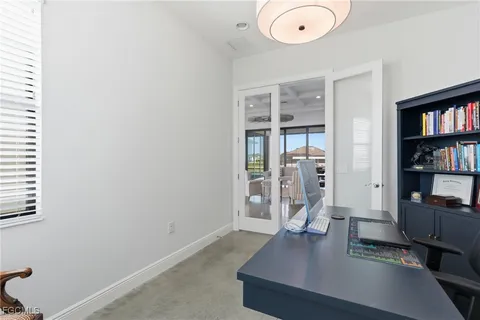 a workspace with furniture