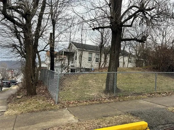 a view of a yard with a tree