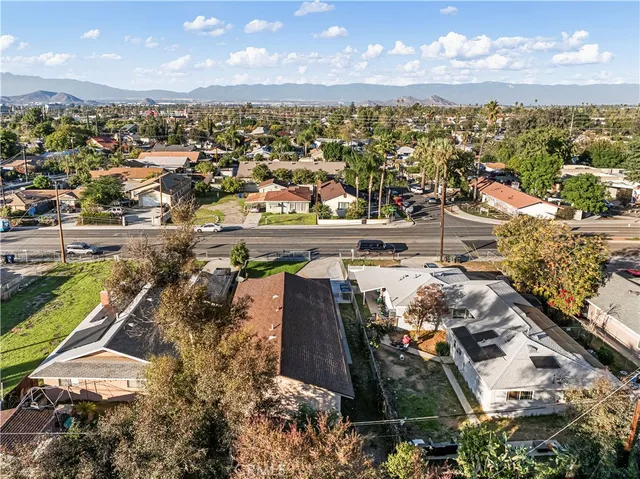 a view of a city with mountain
