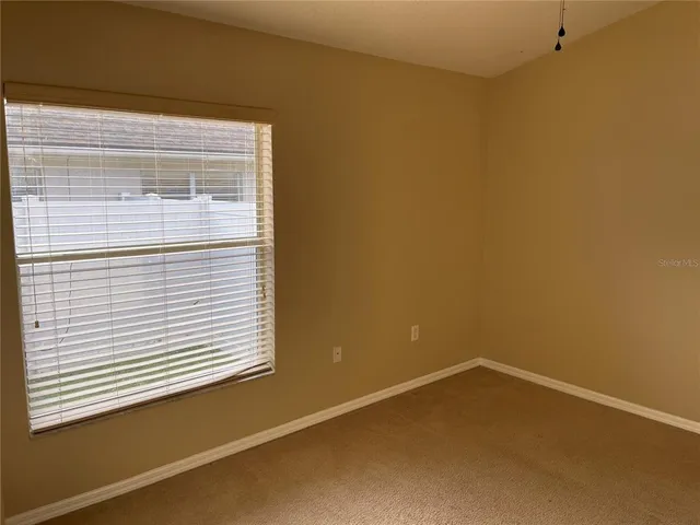 a view of a small space with a window