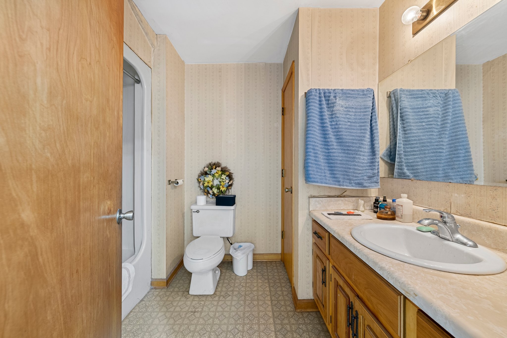 5066 Starks Road Cross Plains, TN 37049 - Photo 17 of 30 a bathroom with a granite countertop sink toilet and shower