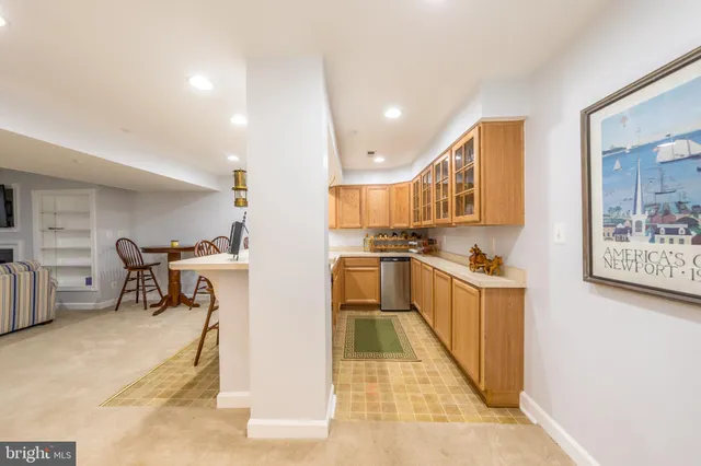 a view of a livingroom with furniture and a table