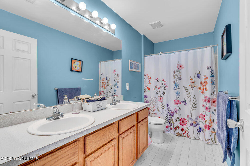 41 Hampshire Boulevard Jackson, NJ 08527 - Photo 23 of 55 a bathroom with a sink a toilet and shower curtain