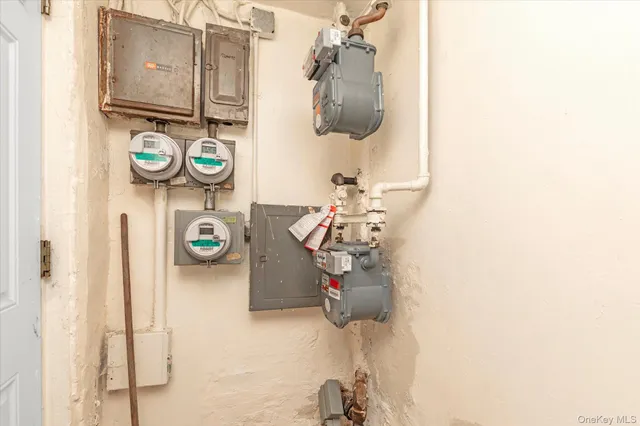 a view of a brick building with many windows