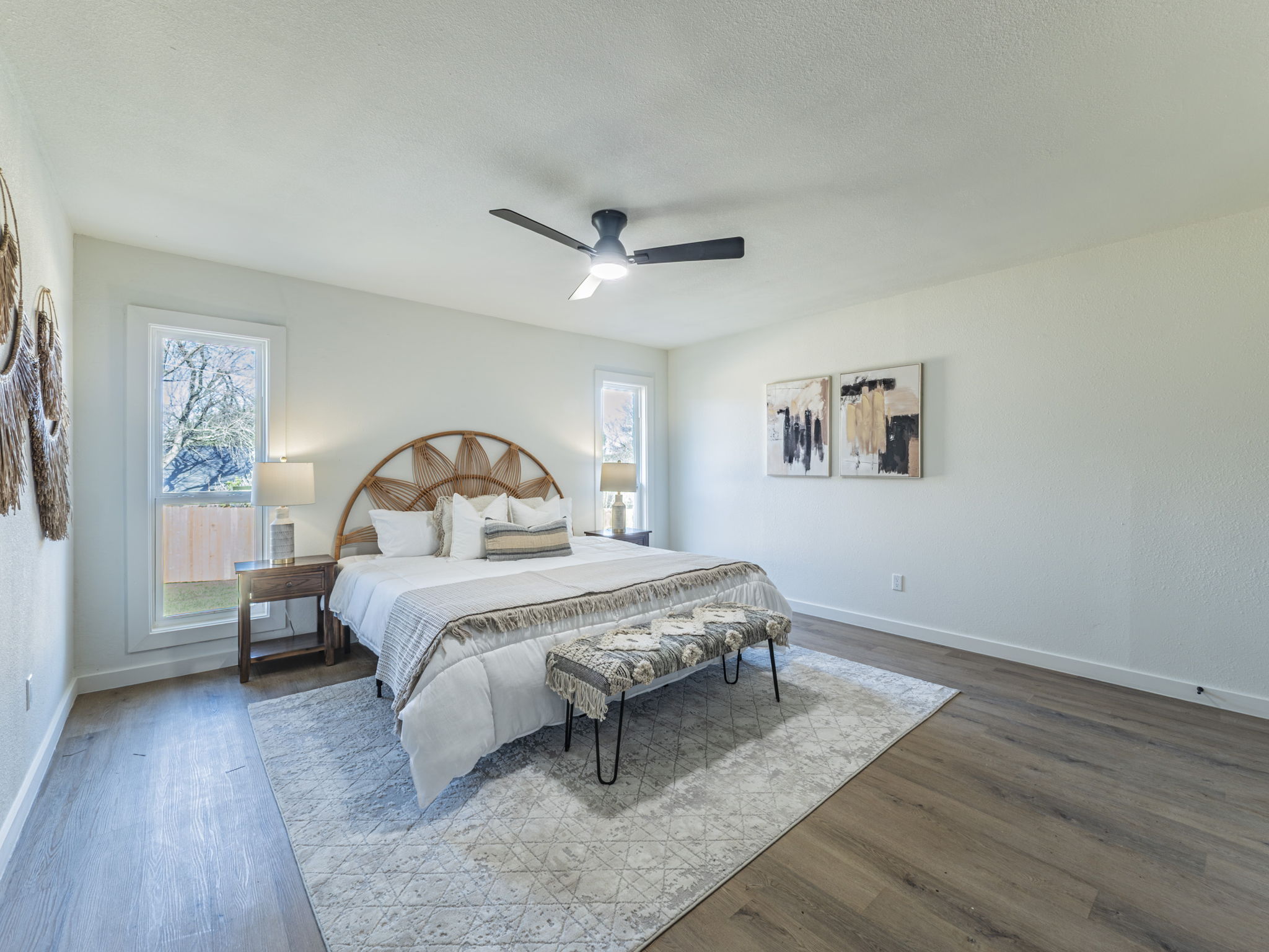 906 Fall Creek Drive Austin, TX 78753 - Photo 9 of 25 Bedroom with wood finished floors and a ceiling fan