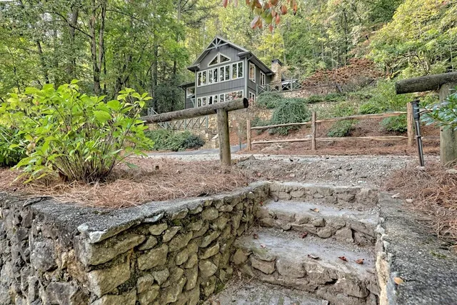 a view of a street with a trees