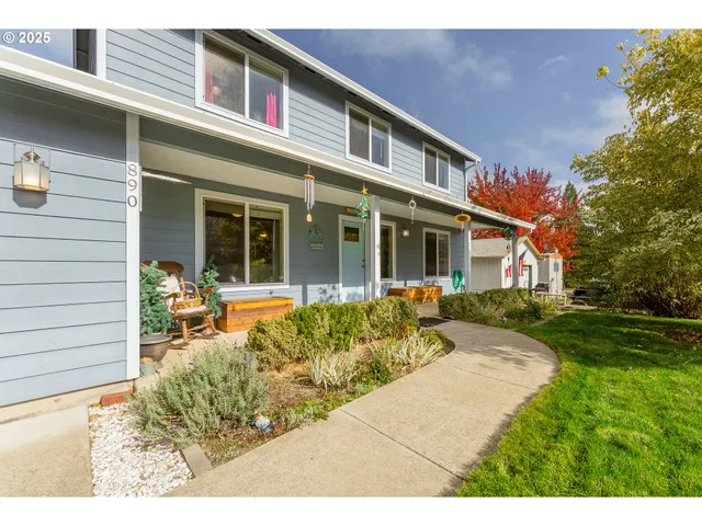a house view with a garden space