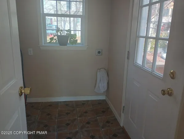 a bathroom with a window