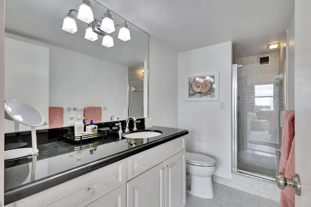 a bathroom with a toilet a sink and mirror