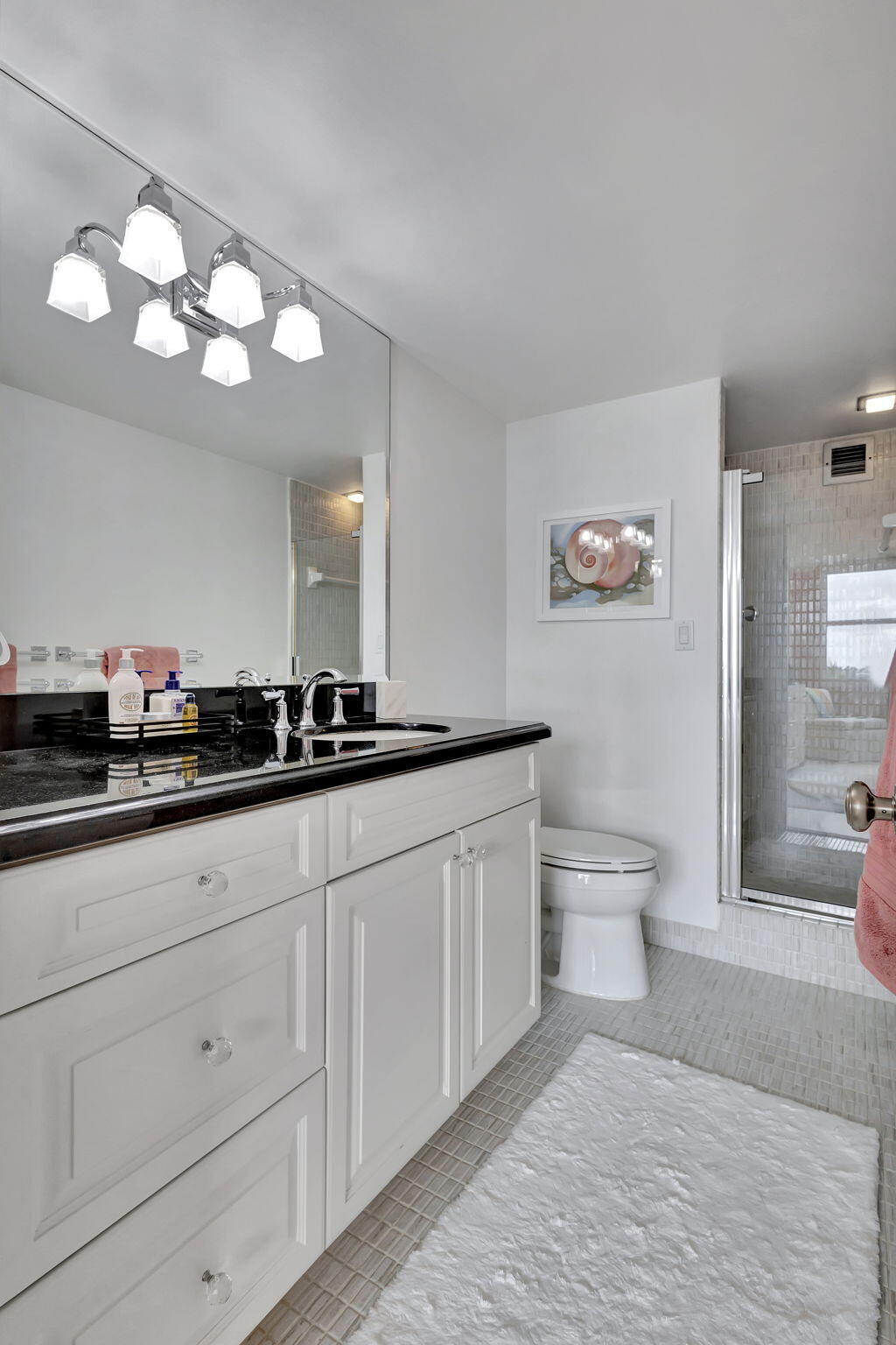 2600 North Flagler Drive, Unit 310 West Palm Beach, FL 33407 - Photo 23 of 42 a bathroom with a toilet sink and mirror