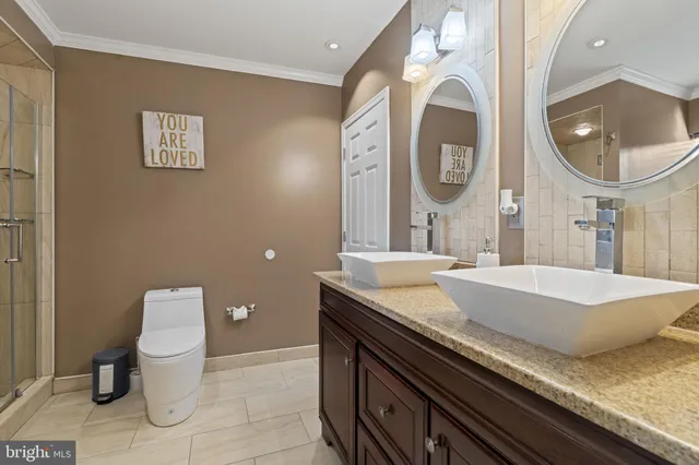 a bathroom with a bathtub