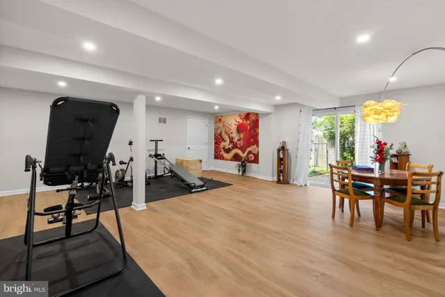 a view of a room with gym equipment