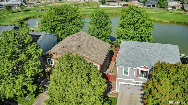 an aerial view of a house