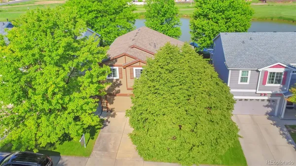 an aerial view of a house
