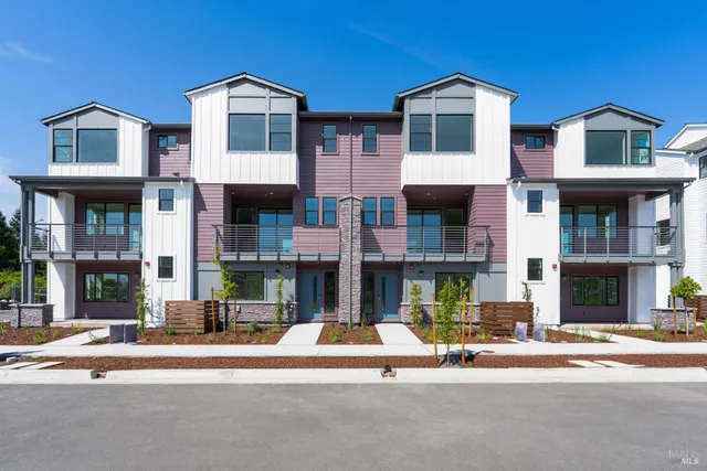 a front view of multiple houses