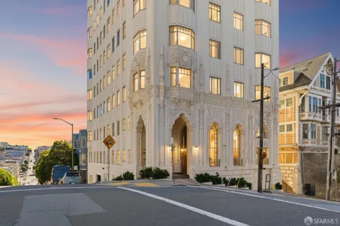 front view of a building with a street