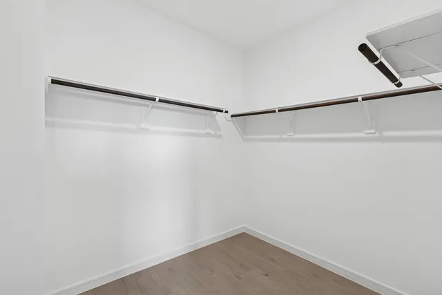 a view of small space with racks on the wall