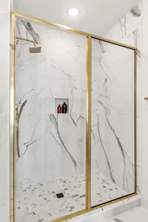 a bathroom with a shower