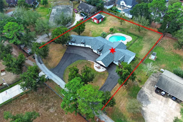 an aerial view of a house