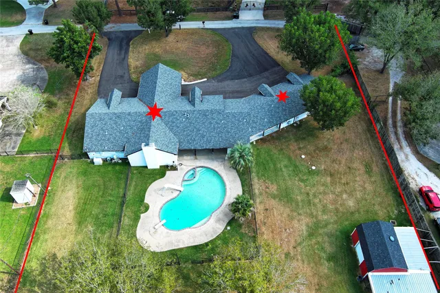 an aerial view of a house