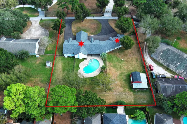 an aerial view of a house