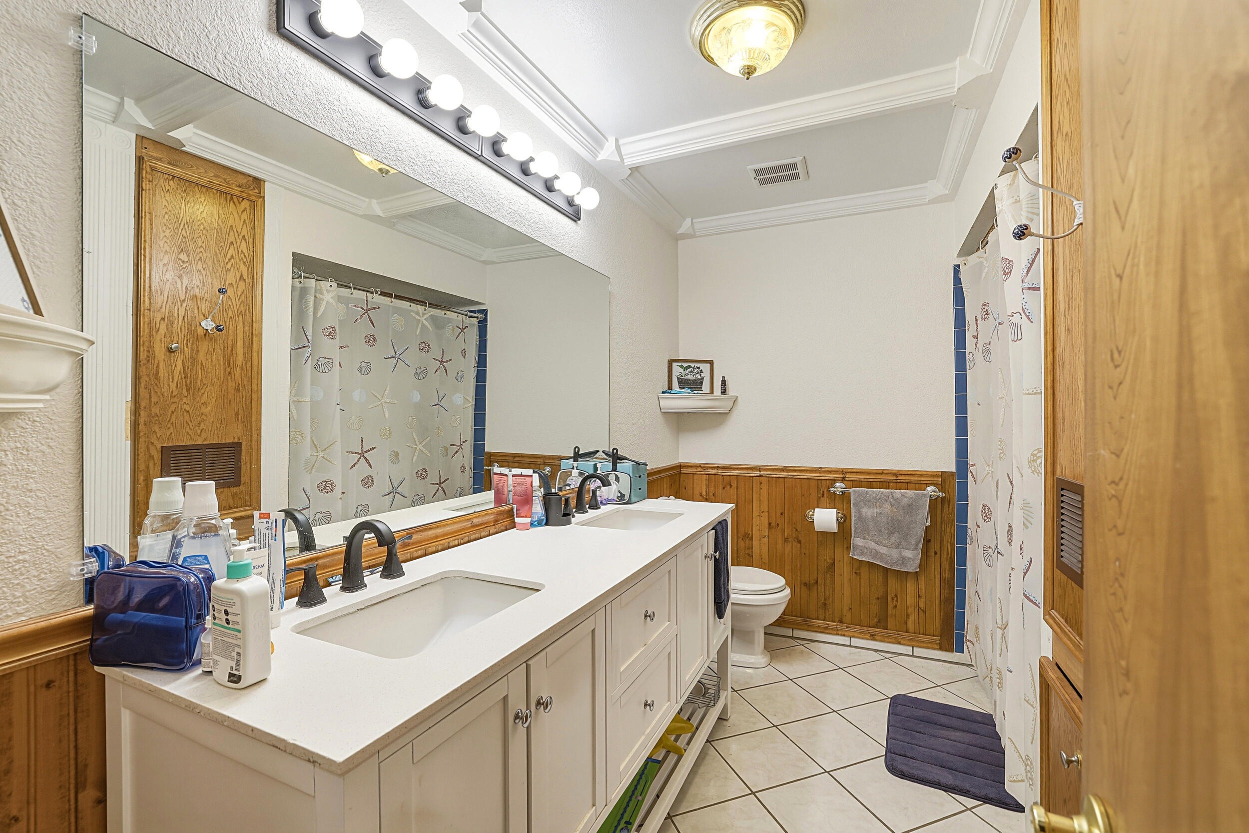 4210 44th Street Lubbock, TX 79413 - Photo 20 of 28 a bathroom with a sink a toilet and mirror