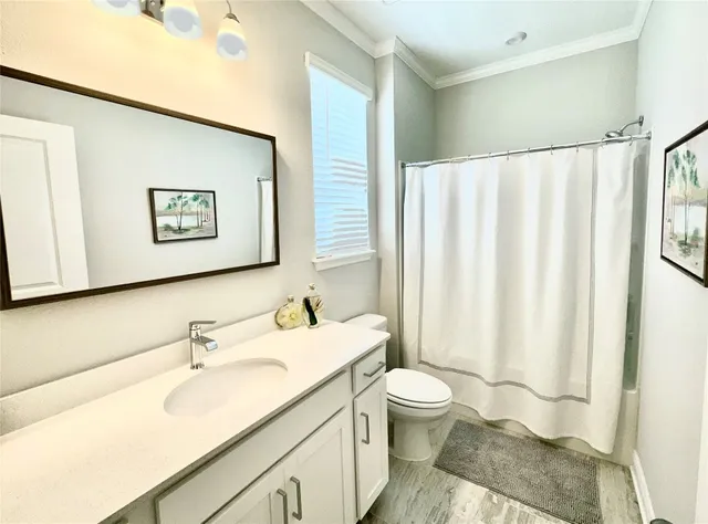 a bathroom with a sink a toilet and a large mirror