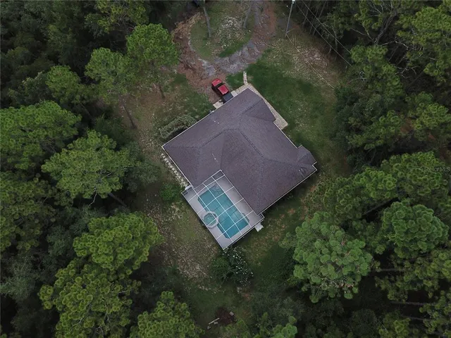 an aerial view of a house