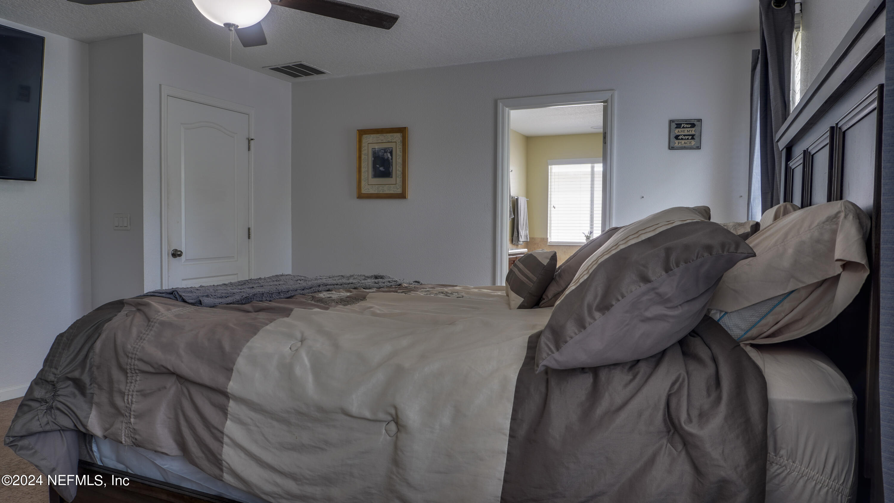 3838 Chasing Falls Road Orange Park, FL 32065 - Photo 23 of 33 a bed sitting in a bedroom next to a window and a chandelier