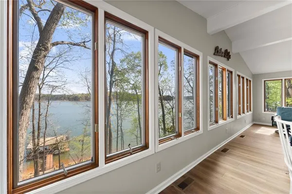 a view of a large window with an outdoor view