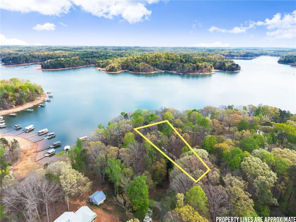 103 Tugalo Point Lavonia, GA 30553 - Photo 63 of 70 an aerial view of lake residential house with outdoor space and trees around