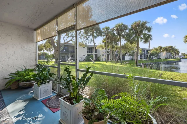 a view of a garden with an outdoor space