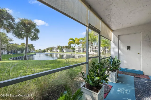 a view of a garden from a balcony