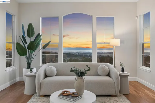 a view of a balcony with chair