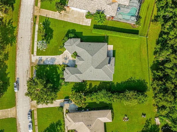 an aerial view of a house