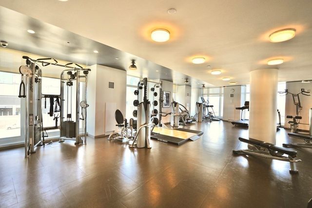 a view of a room with gym equipment