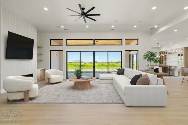 a view of a livingroom with a staircase