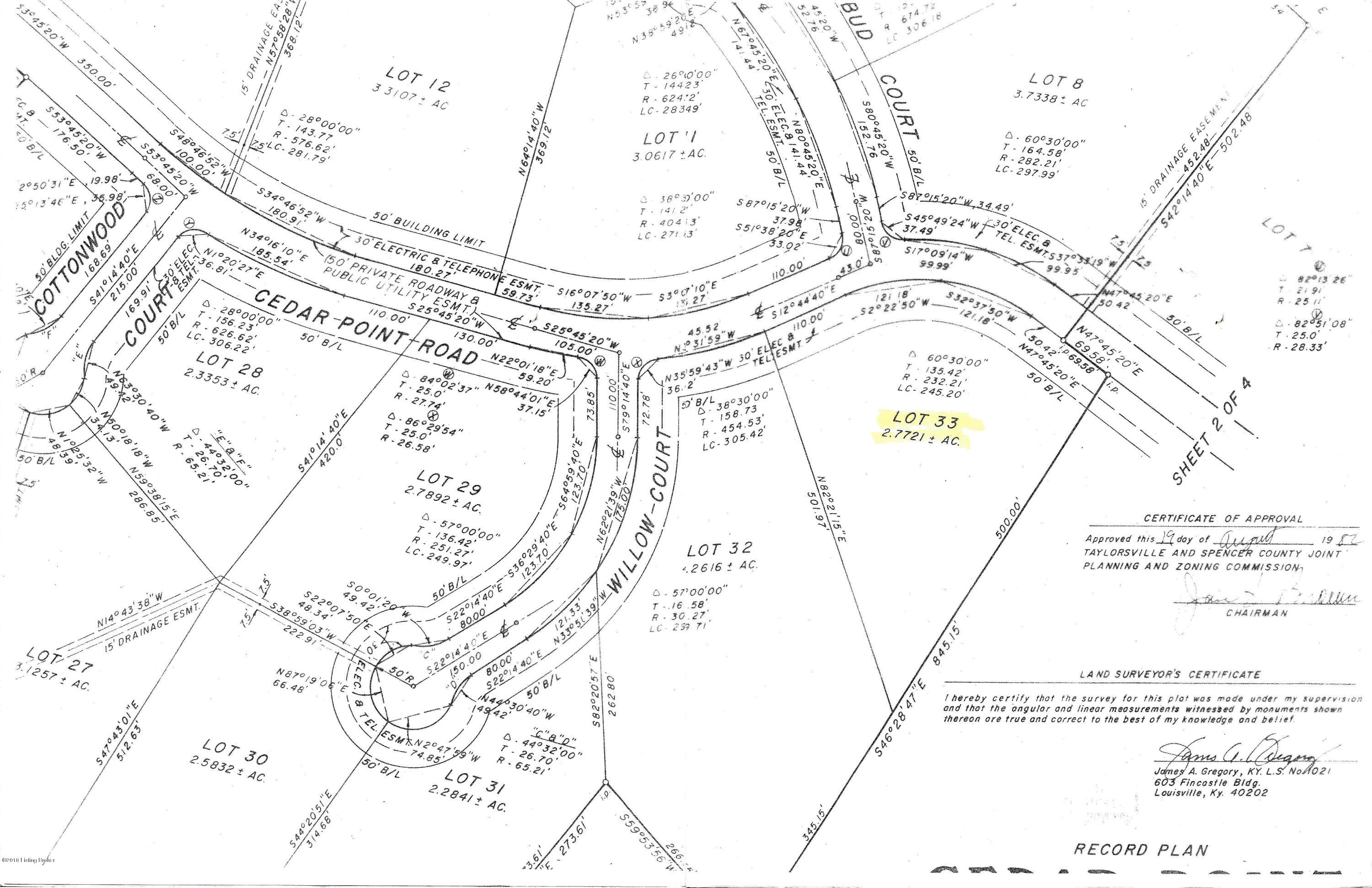 33 Cedar Point Road Mount Eden, KY 40046 - Photo 5 of 5 Lot 33 Survey large
