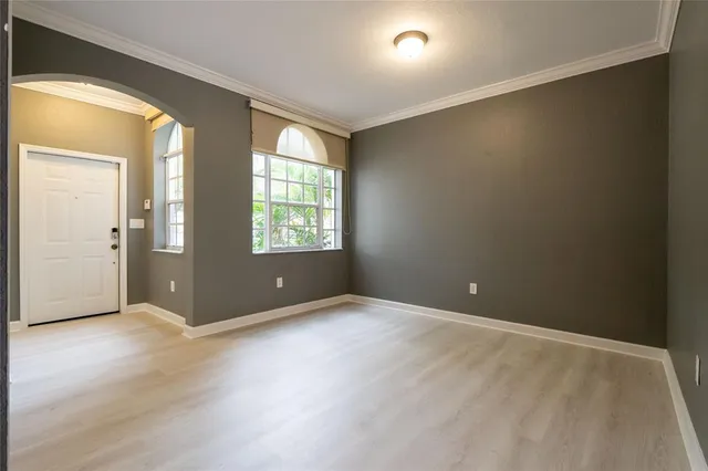 an empty room with windows