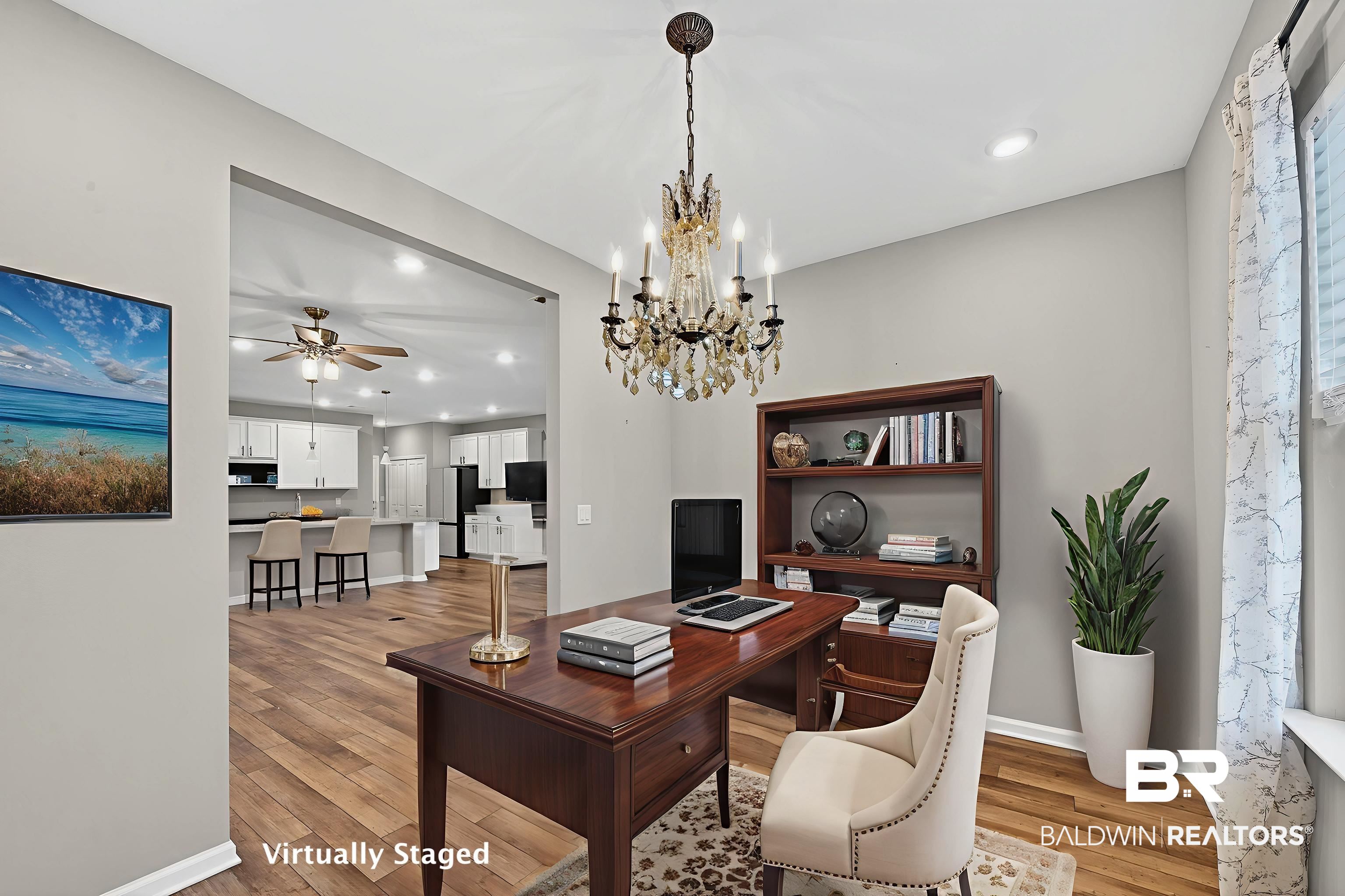 9010 Eagle Lane Foley, AL 36535 - Photo 26 of 74 these photos show the home virtually staged with another layout, by having the dining room in the large open living area and using the flex space as an office