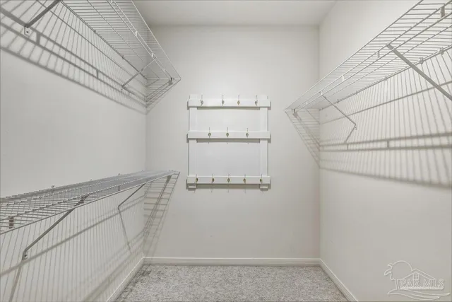 a view of storage and utility room with racks on the wall
