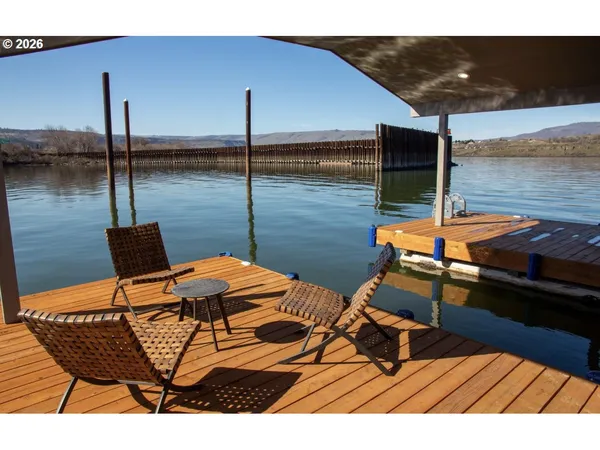 a view of a terrace with seating area